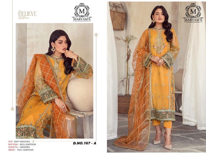 167 Maryams Soft Organza With Embroidery Pakistani Suits Wholesale Shop In Surat
